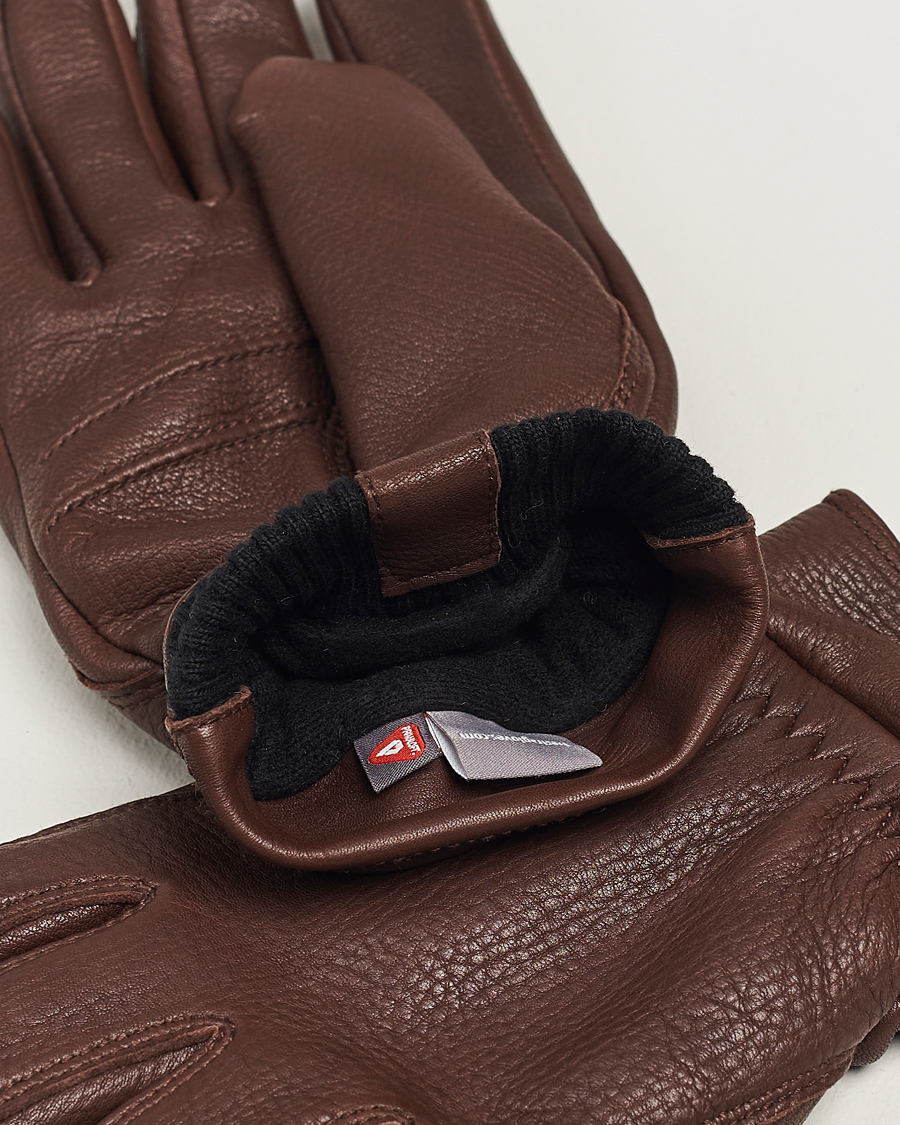 Herren | Hestra Kjetil Deerskin Rib Knitted Cuff Glove Chocolate | Hestra | Kjetil Deerskin Rib Knitted Cuff Glove Chocolate