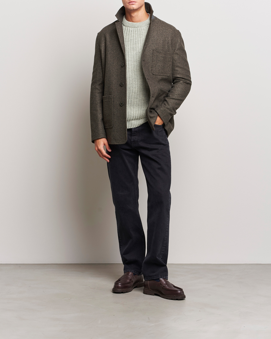 Herren | Jacken | Gloverall | Wool Worker Shirt Jacket Black/White