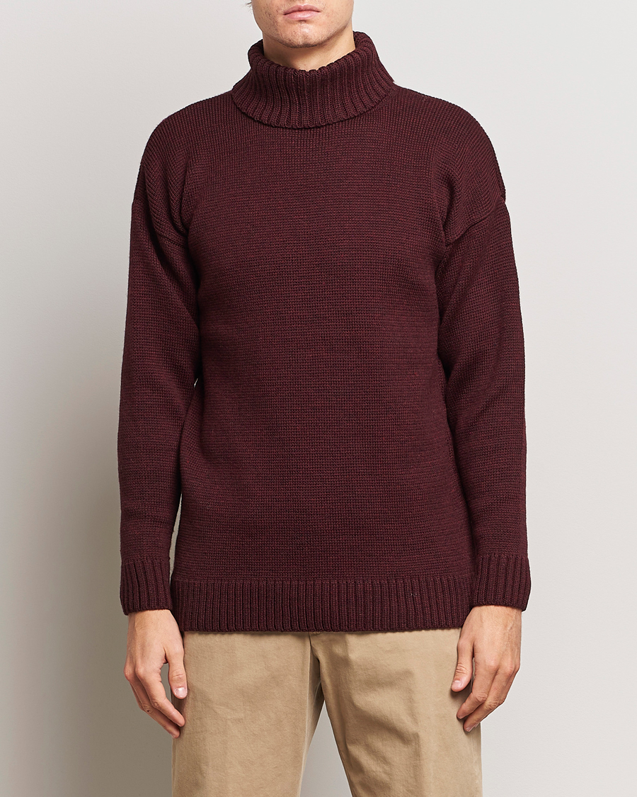 Herren | Pullover | Gloverall | Submariner Chunky Wool Roll Neck Burgundy