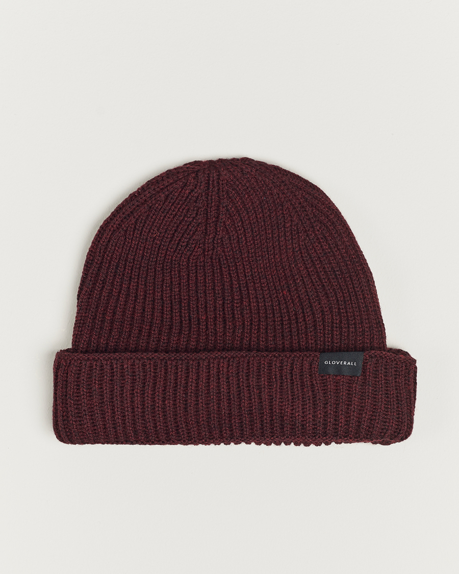 Herren | Gloverall Fisherman Lambswool Beanie Burgundy | Gloverall | Fisherman Lambswool Beanie Burgundy