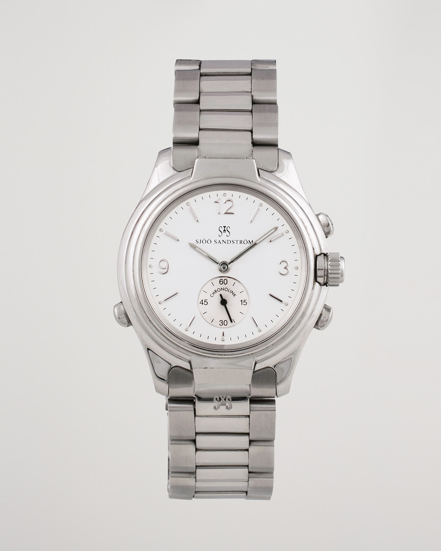 Herren | Sjöö Sandström Pre-Owned Chronolink Worldtimer WT 6202 Steel White | Sjöö Sandström Pre-Owned | Chronolink Worldtimer WT 6202 Steel White