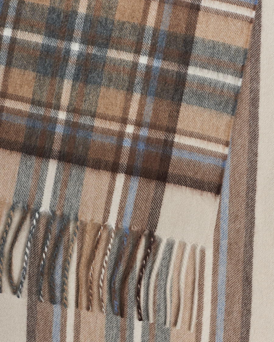 Herren | Begg & Co Striped/Checked Cashmere Scarf 30*160cm Natural Jean | Begg & Co | Striped/Checked Cashmere Scarf 30*160cm Natural Jean