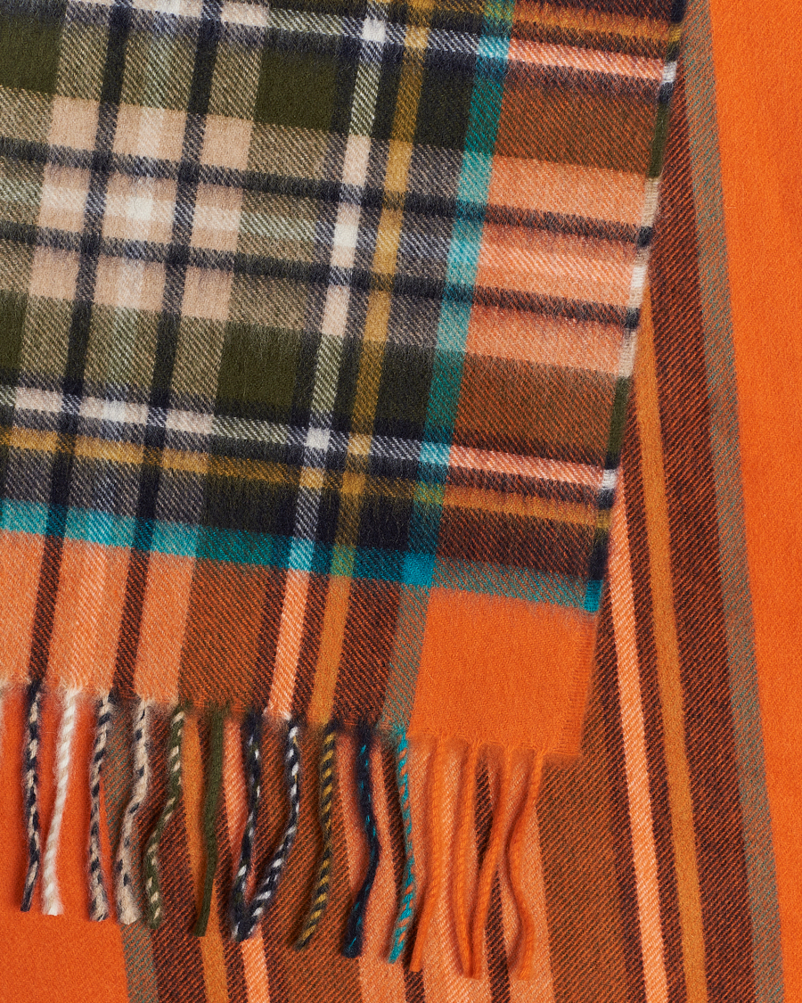 Herren | Begg & Co Striped/Checked Cashmere Scarf 30*160cm Orange | Begg & Co | Striped/Checked Cashmere Scarf 30*160cm Orange