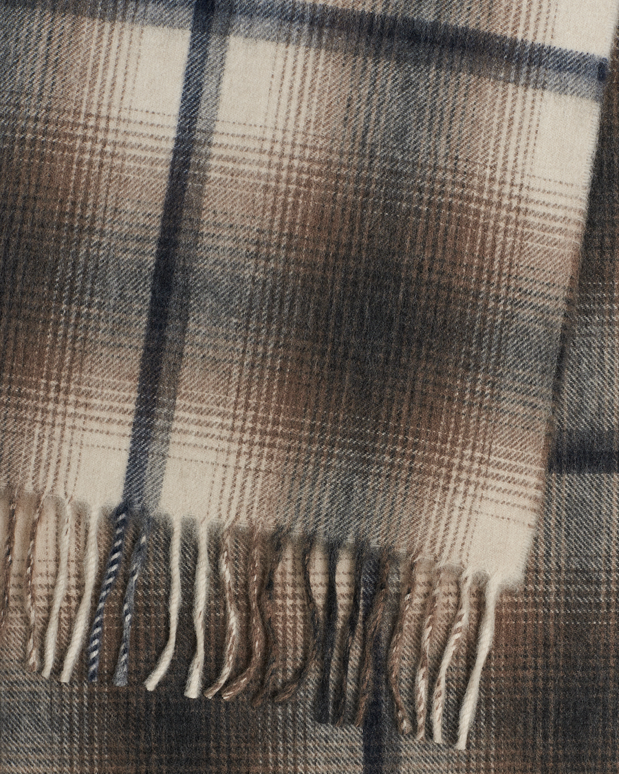 Herren | Begg & Co Wool/Cashmere Shadow Check Scarf 32*180cm Natural Grey | Begg & Co | Wool/Cashmere Shadow Check Scarf 32*180cm Natural Grey