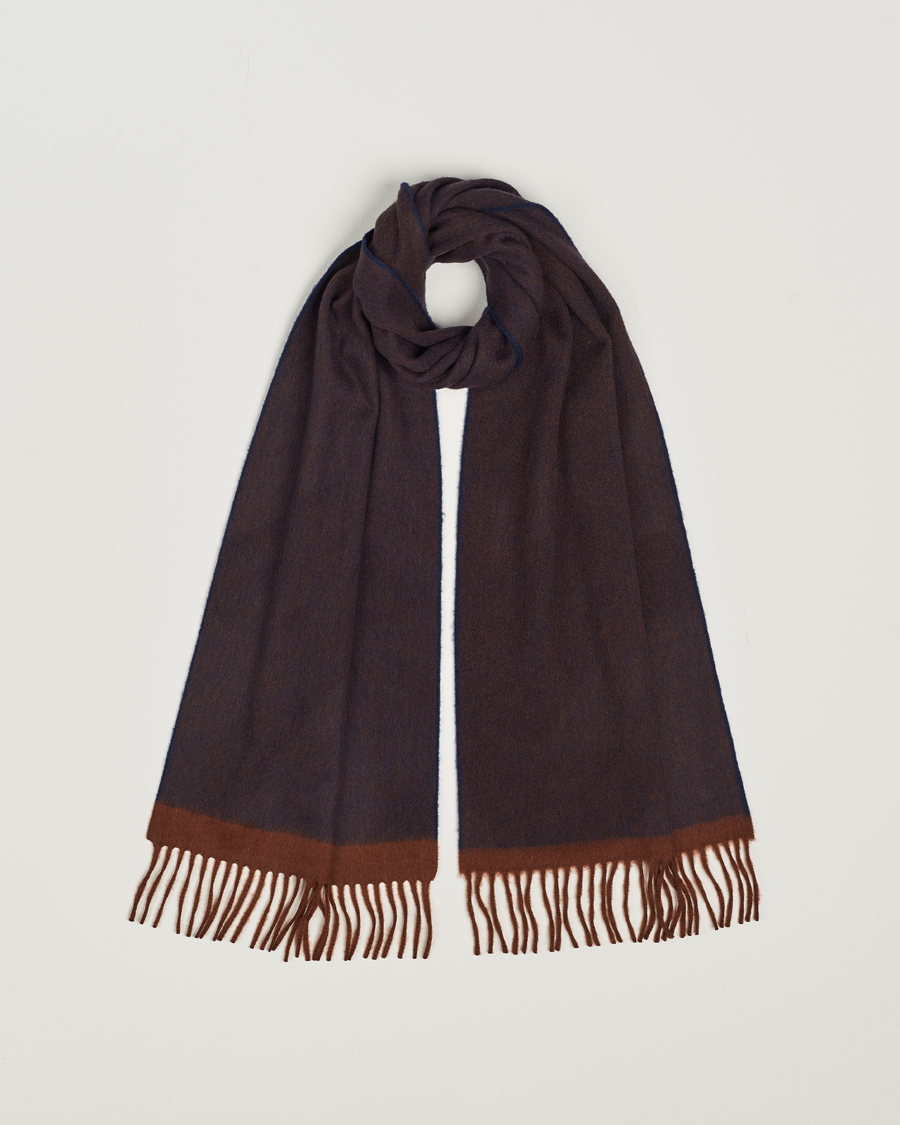 Herren | Begg & Co Solid Board Wool/Cashmere Scarf Navy Chocolate | Begg & Co | Solid Board Wool/Cashmere Scarf Navy Chocolate