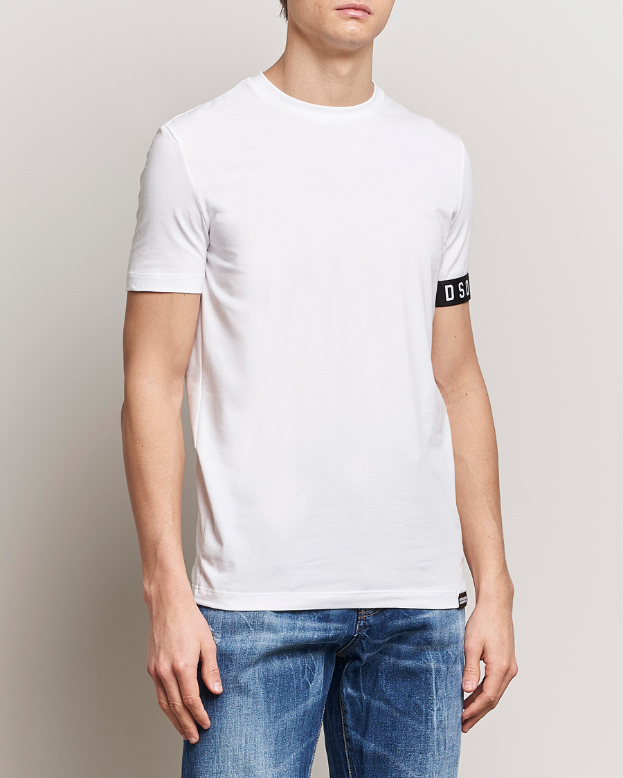Herren | 30% sale | Dsquared2 | Taped Logo Crew Neck T-Shirt White/Black