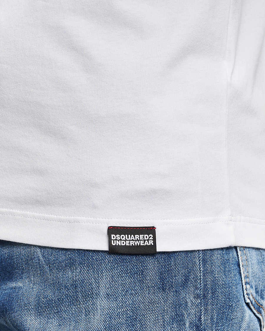 Herren | T-Shirts | Dsquared2 | Taped Logo Crew Neck T-Shirt White/Black
