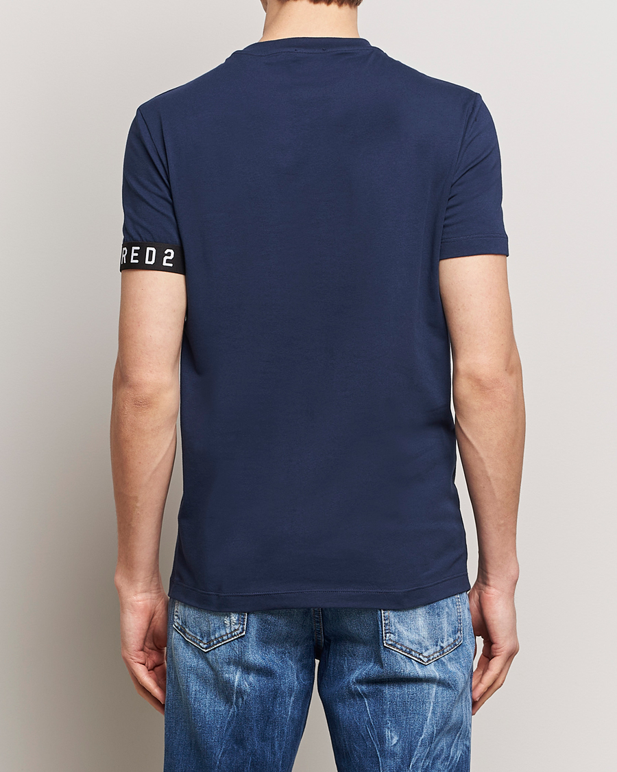 Herren | T-Shirts | Dsquared2 | Taped Logo Crew Neck T-Shirt Navy/White