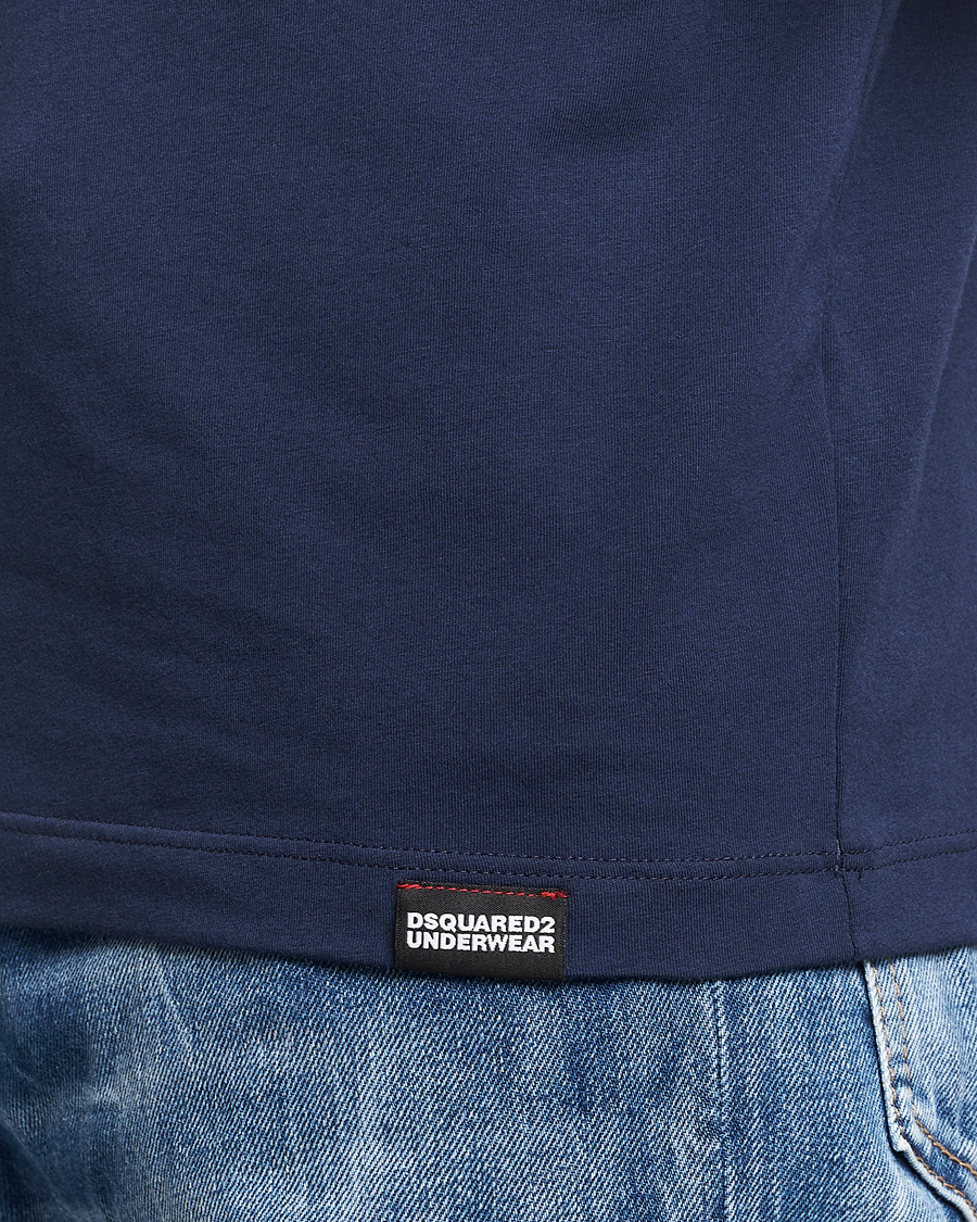 Herren | T-Shirts | Dsquared2 | Taped Logo Crew Neck T-Shirt Navy/White