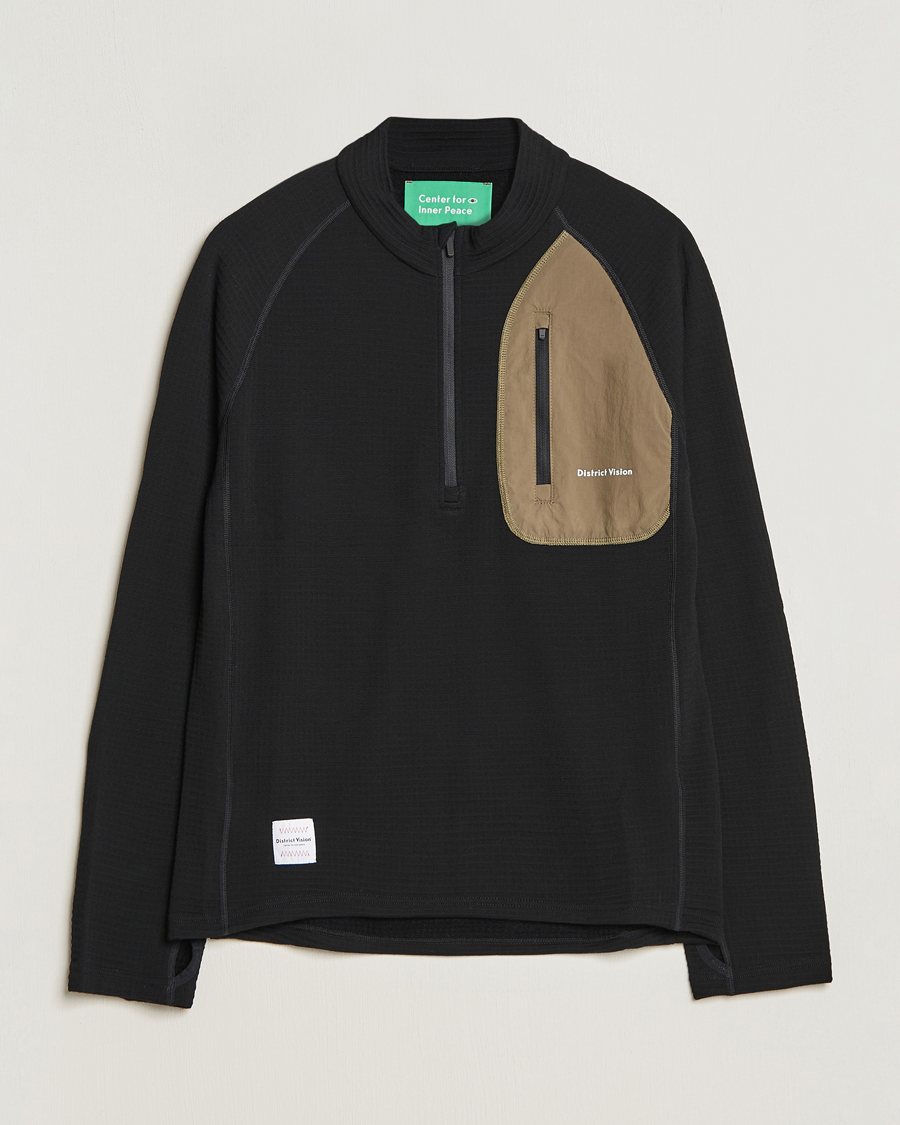 Herren | Pullover | District Vision | Half-Zip Merino Grid Fleece Black