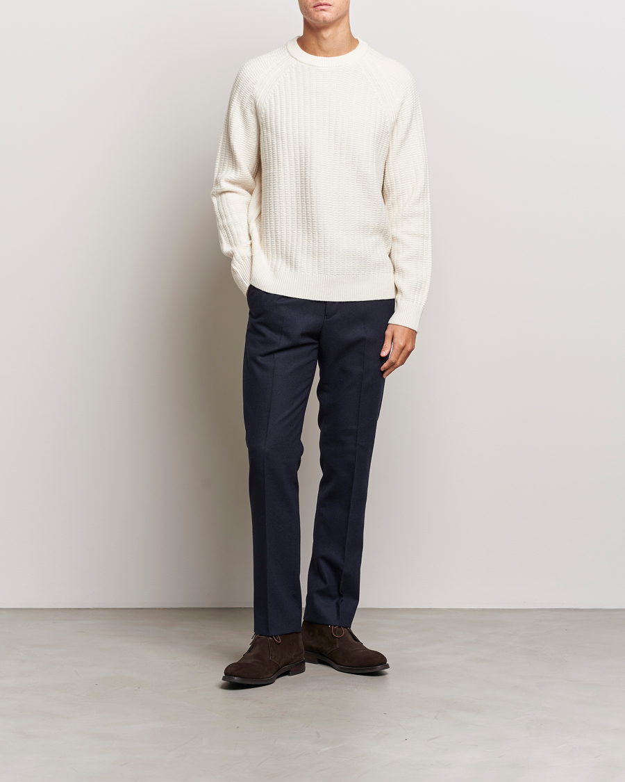 Herren | Pullover | GANT | Textured Raglan Knitted Crew Neck Cream