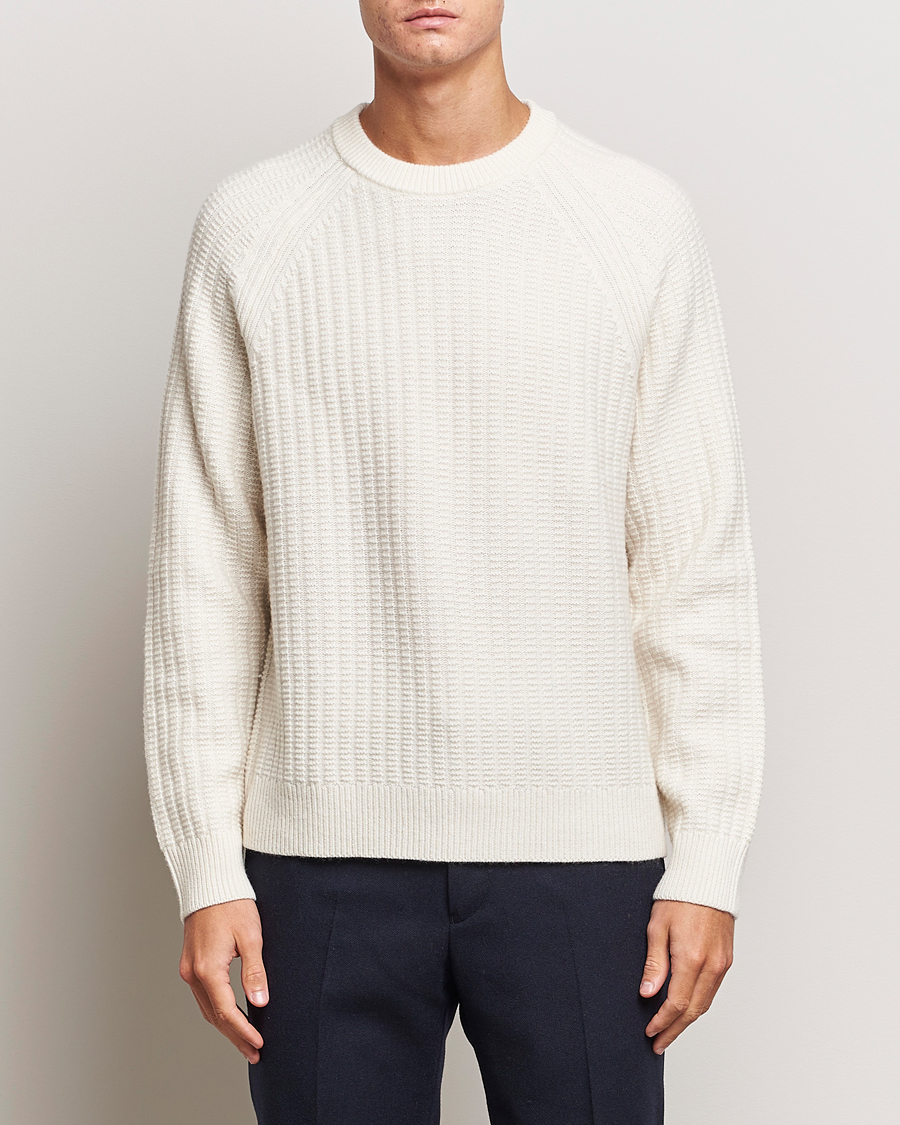 Herren | Pullover | GANT | Textured Raglan Knitted Crew Neck Cream