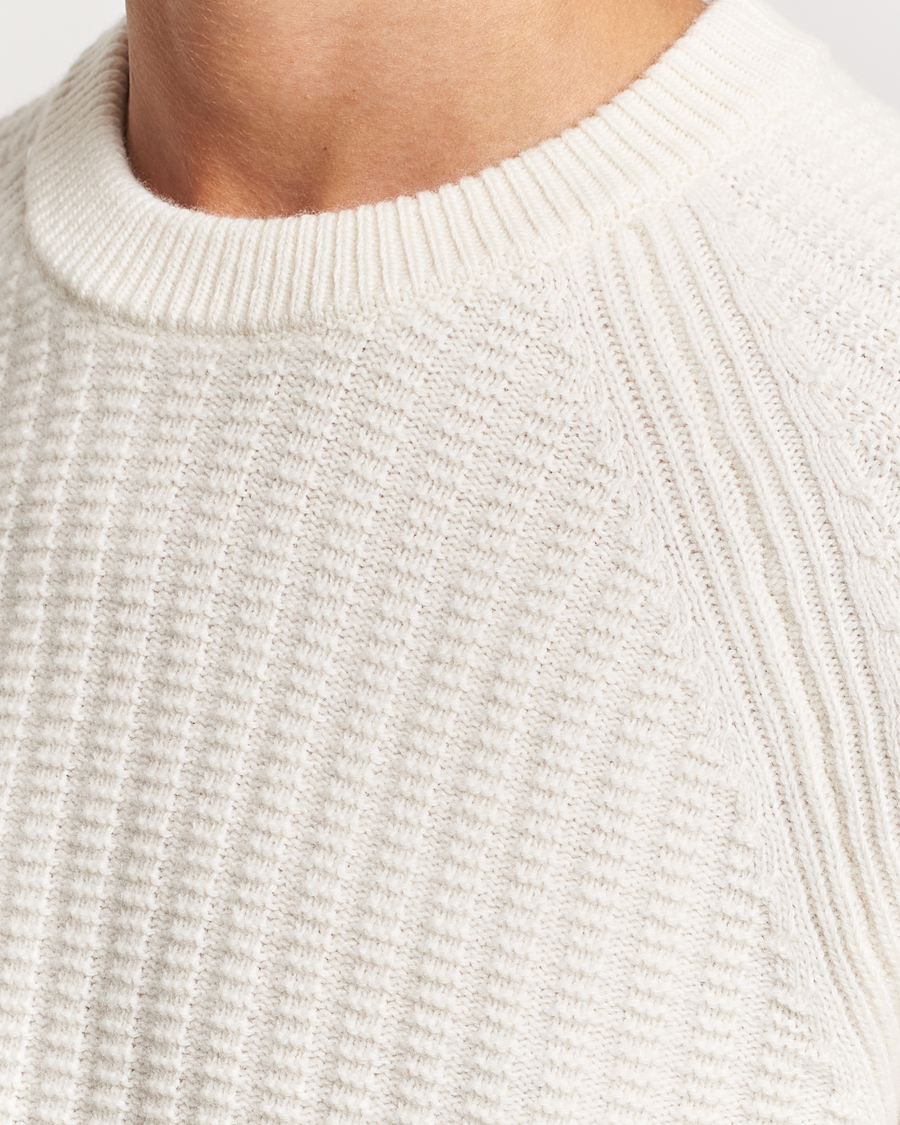 Herren | Pullover | GANT | Textured Raglan Knitted Crew Neck Cream