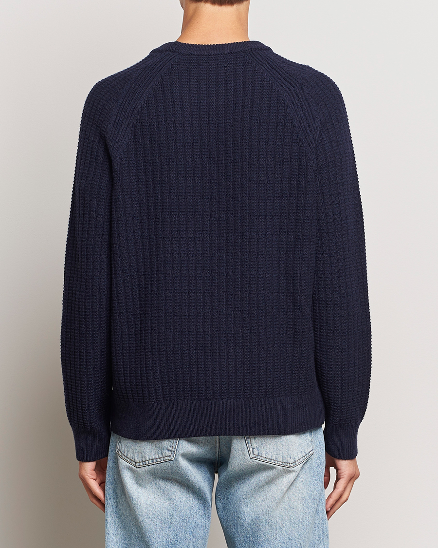 Herren | Pullover | GANT | Textured Raglan Knitted Crew Neck Evening Blue