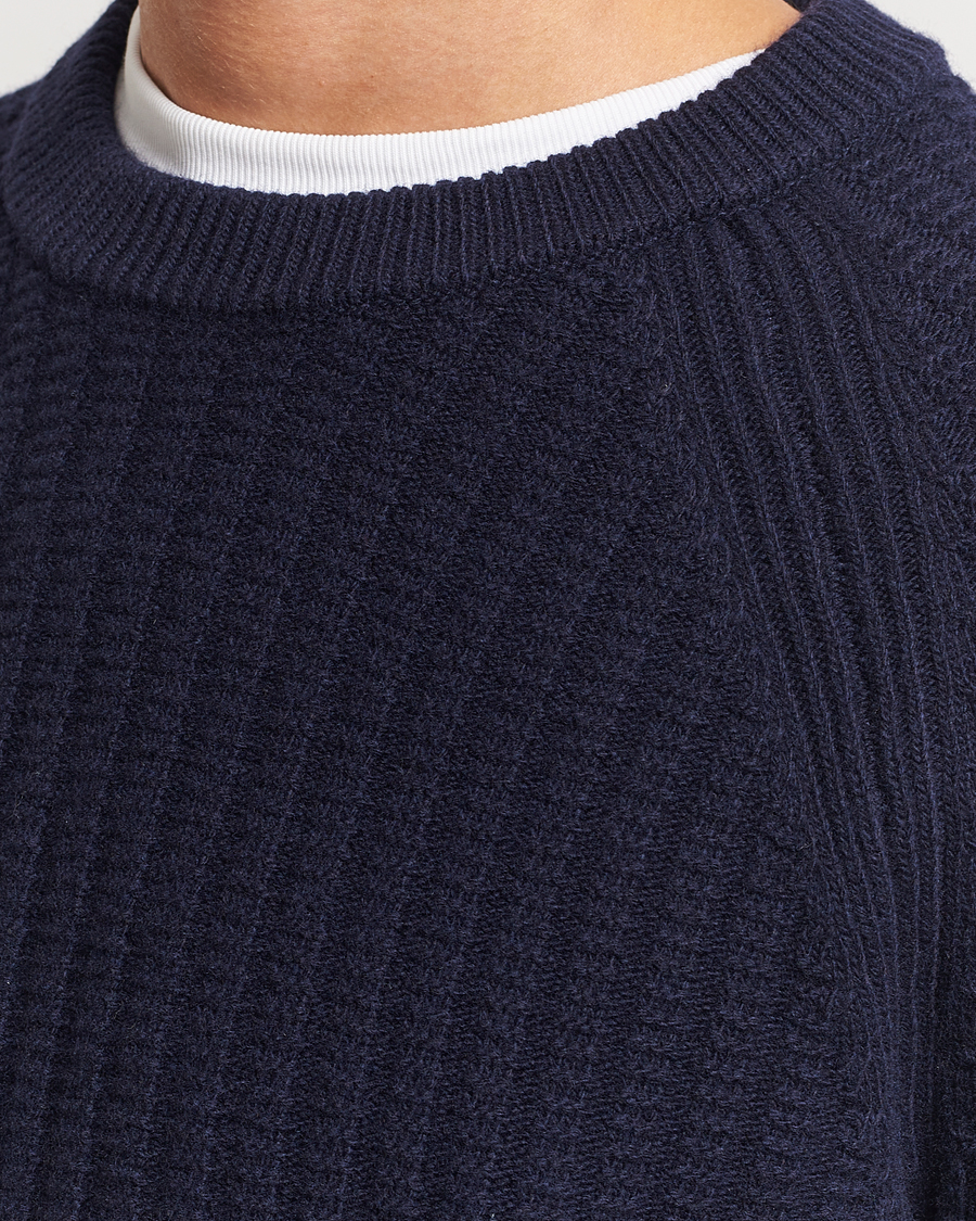 Herren | Pullover | GANT | Textured Raglan Knitted Crew Neck Evening Blue