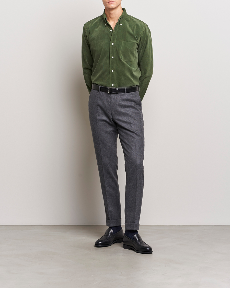 Herren | Hemden | Kamakura Shirts | Vintage Ivy Japanese Corduroy Shirt Green