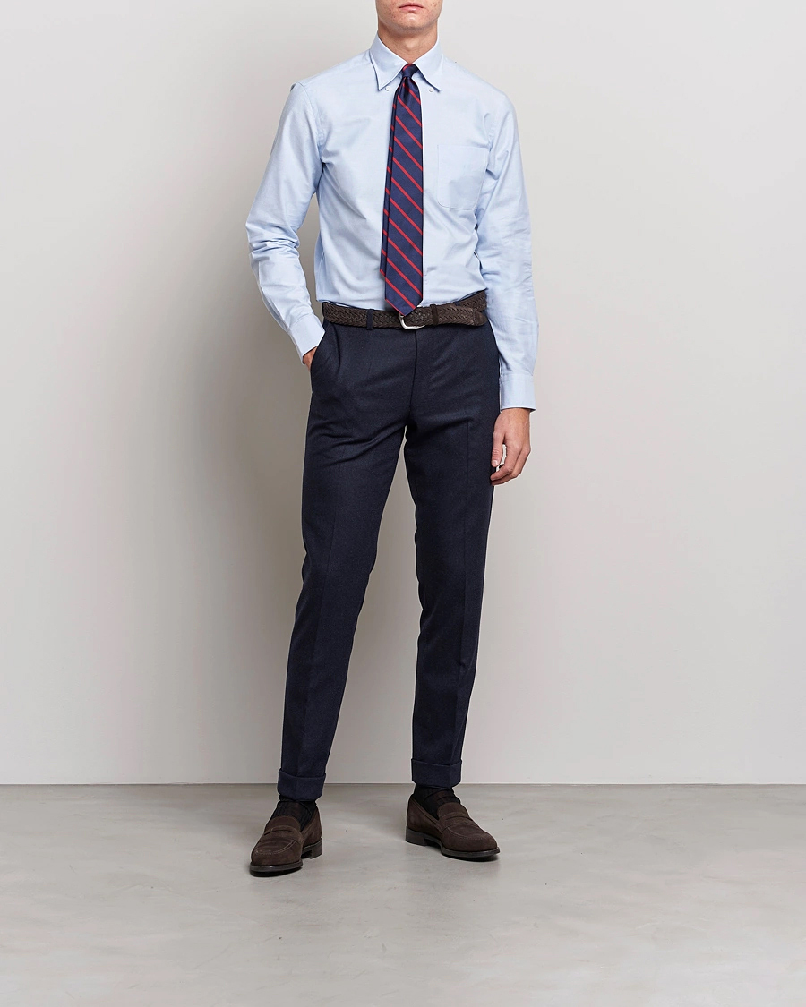 Herren | Hemden | Kamakura Shirts | Slim Fit Oxford Button Down Shirt Light Blue