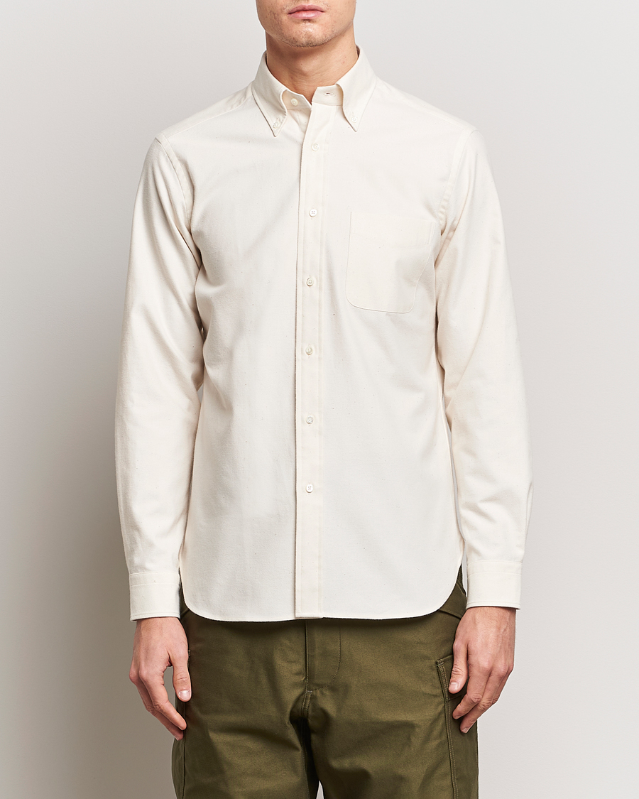 Herren | Flannellhemden | Beams F | Cotton Flannel Button Down Shirt Off White