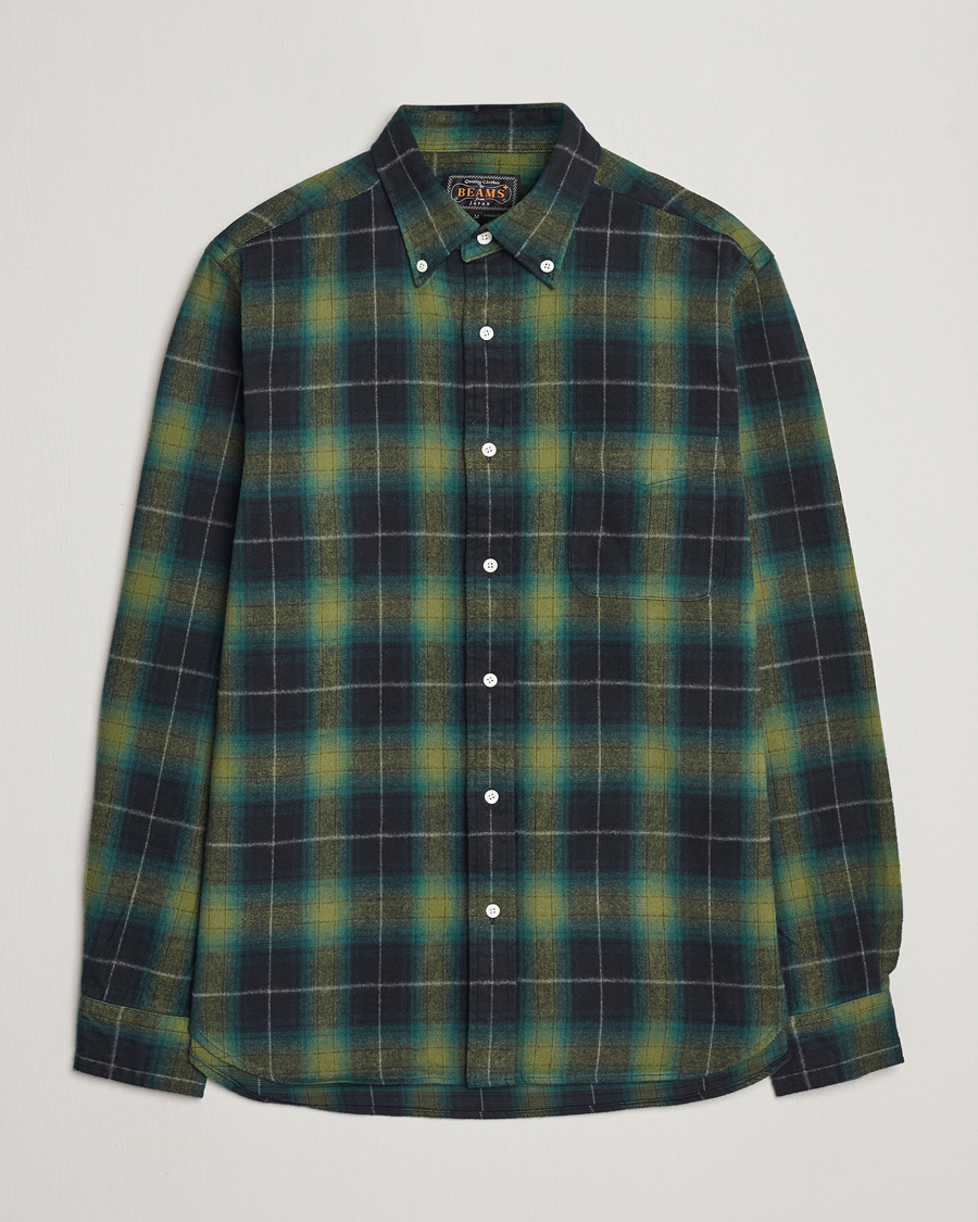 Herren | Hemden | BEAMS PLUS | Shaggy Flannel Button Down Shirt Green Check
