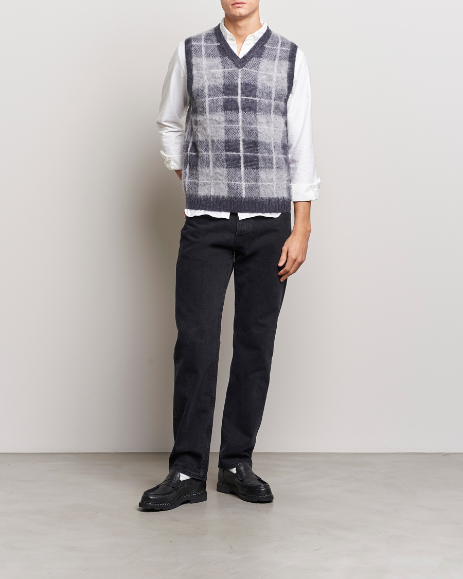 Herren | Pullover | BEAMS PLUS | Check Mohair Vest Grey