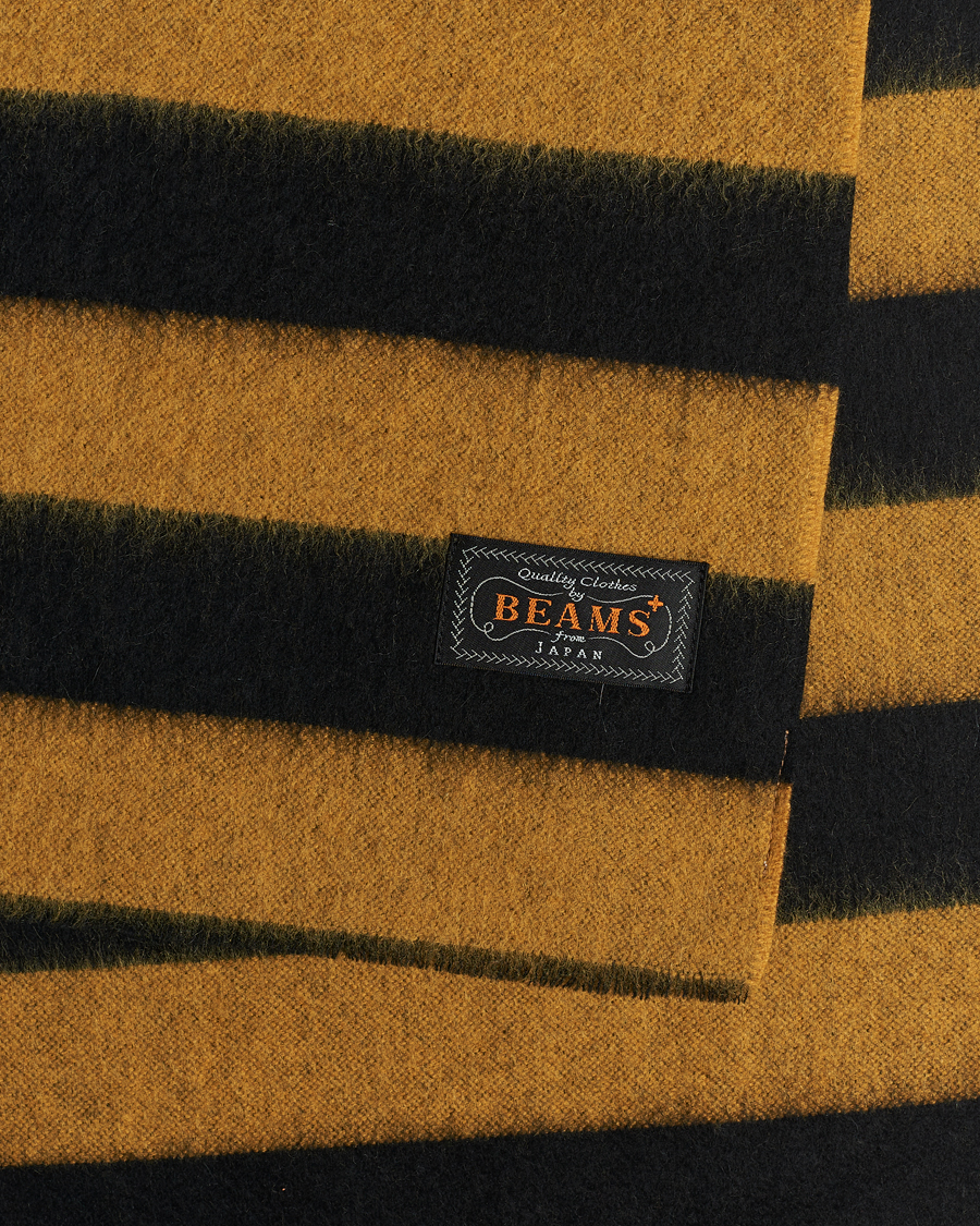 Herren | BEAMS PLUS Cashmere Stripe Scarf Black/Yellow | BEAMS PLUS | Cashmere Stripe Scarf Black/Yellow