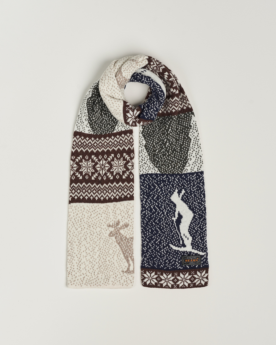 Herren | BEAMS PLUS Nordic Jacquard Muffler Scarf Natural | BEAMS PLUS | Nordic Jacquard Muffler Scarf Natural