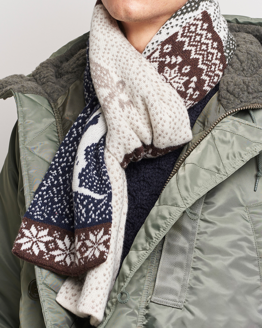 Herren | BEAMS PLUS Nordic Jacquard Muffler Scarf Natural | BEAMS PLUS | Nordic Jacquard Muffler Scarf Natural