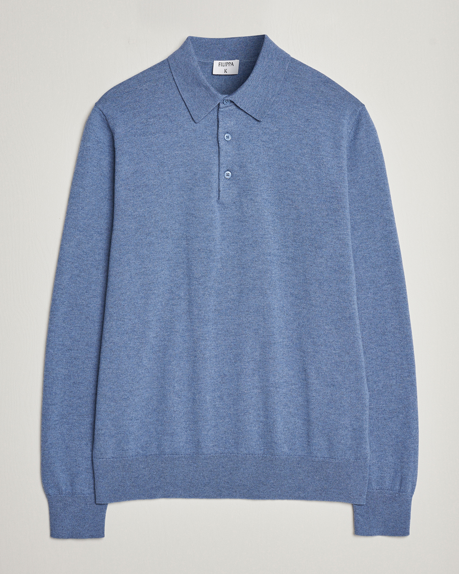Herren | Pullover | Filippa K | Knitted Polo Shirt Paris Blue