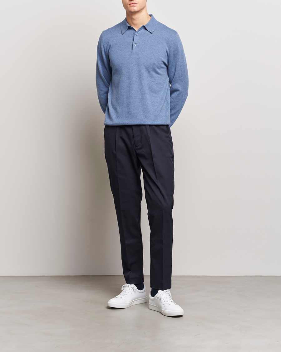 Herren | Pullover | Filippa K | Knitted Polo Shirt Paris Blue