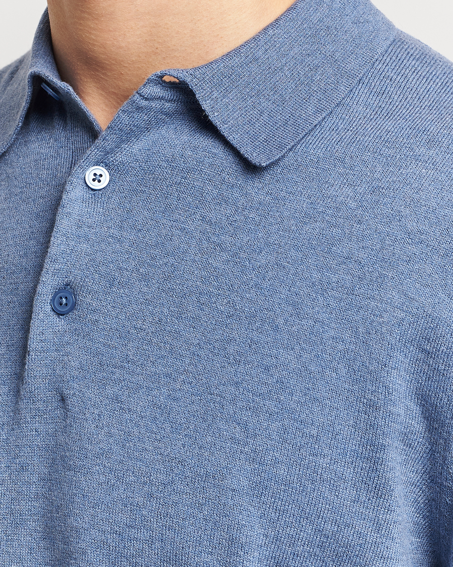 Herren | Pullover | Filippa K | Knitted Polo Shirt Paris Blue