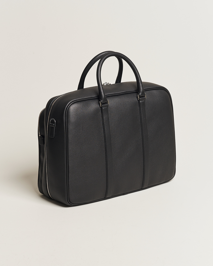 Herren | Canali Grain Leather Weekend Bag Black | Canali | Grain Leather Weekend Bag Black