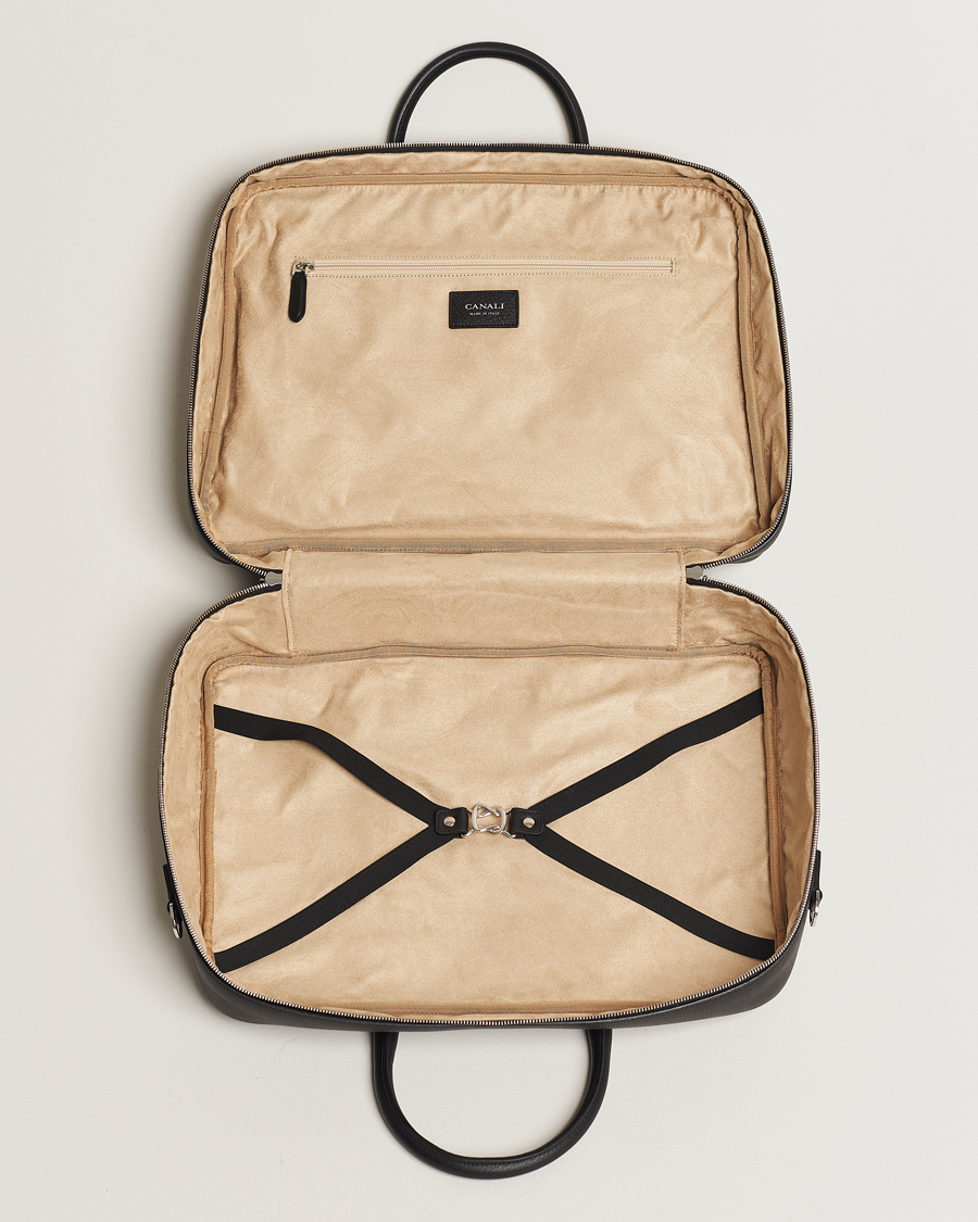 Herren | Canali Grain Leather Weekend Bag Black | Canali | Grain Leather Weekend Bag Black