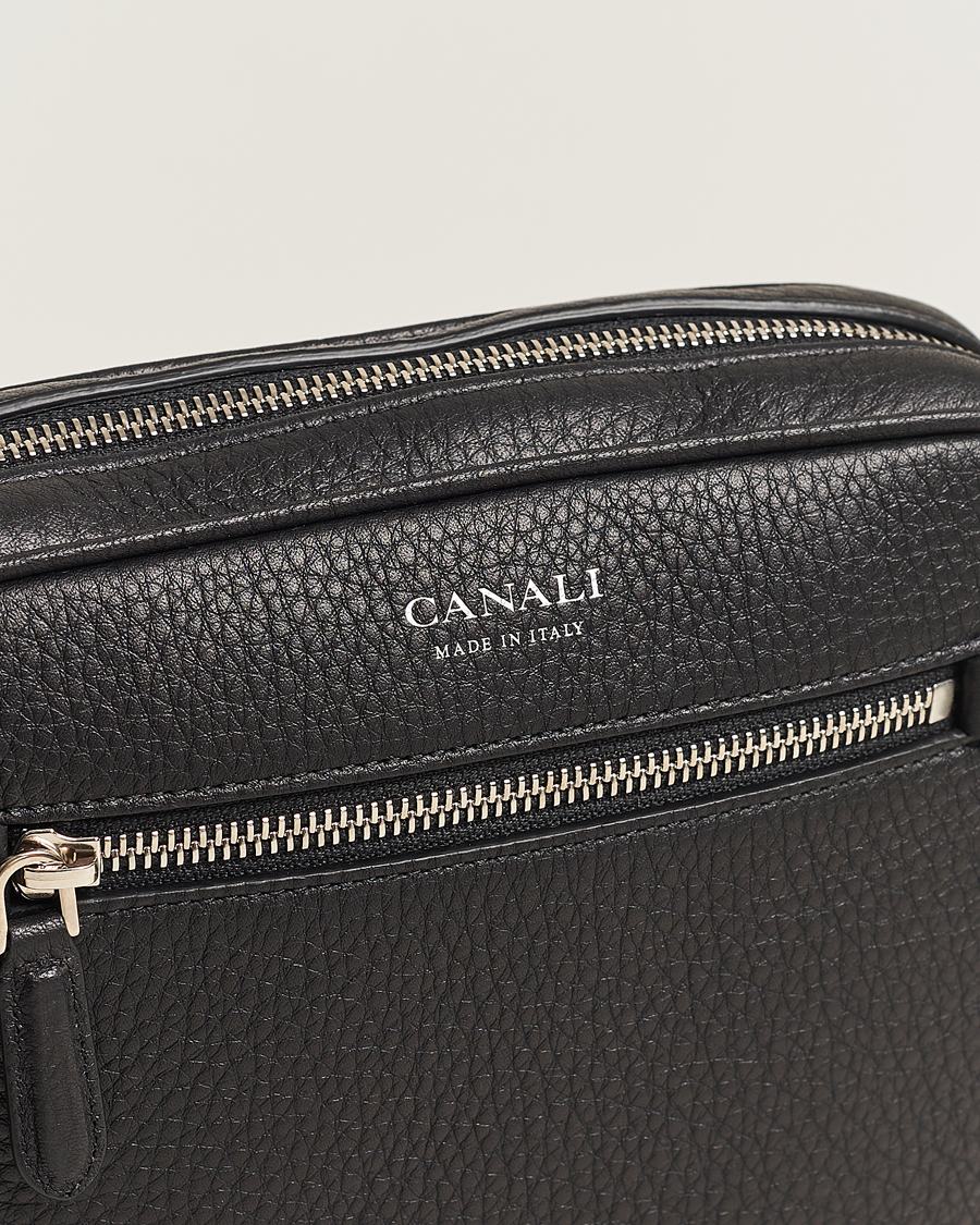 Herren | Canali Grain Leather Shoulder Bag Black | Canali | Grain Leather Shoulder Bag Black