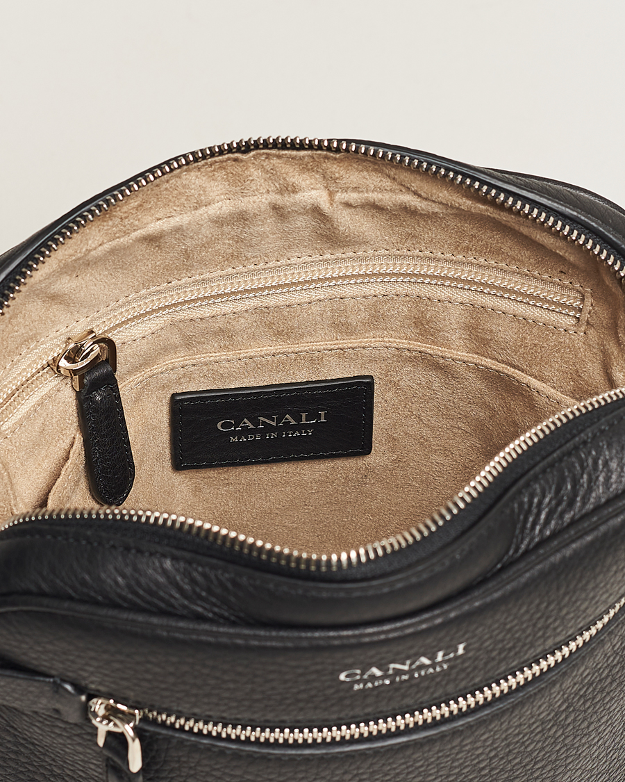 Herren | Canali Grain Leather Shoulder Bag Black | Canali | Grain Leather Shoulder Bag Black