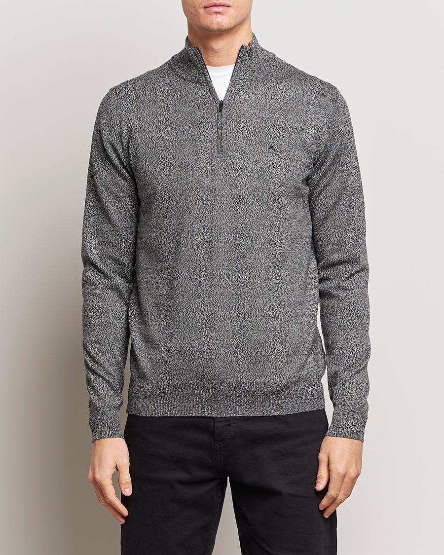 Herren | Sale | J.Lindeberg | Kiyan Quarter Zip Wool Sweater Black Melange