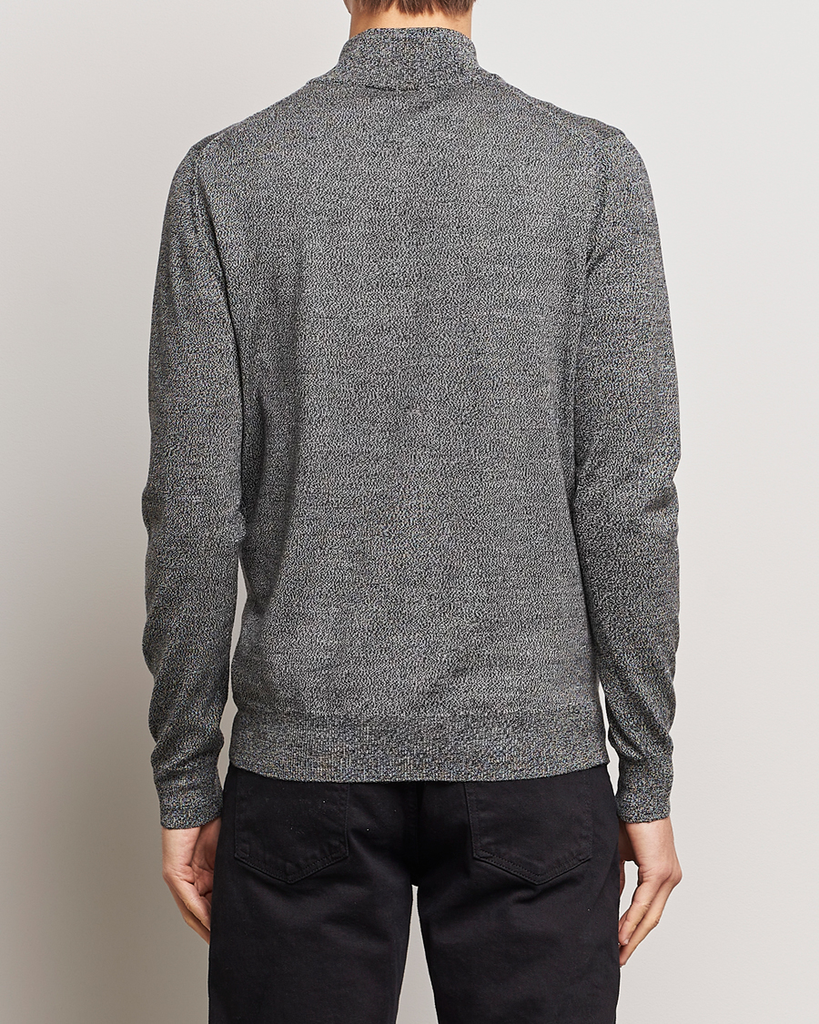 Herren | Pullover | J.Lindeberg | Kiyan Quarter Zip Wool Sweater Black Melange