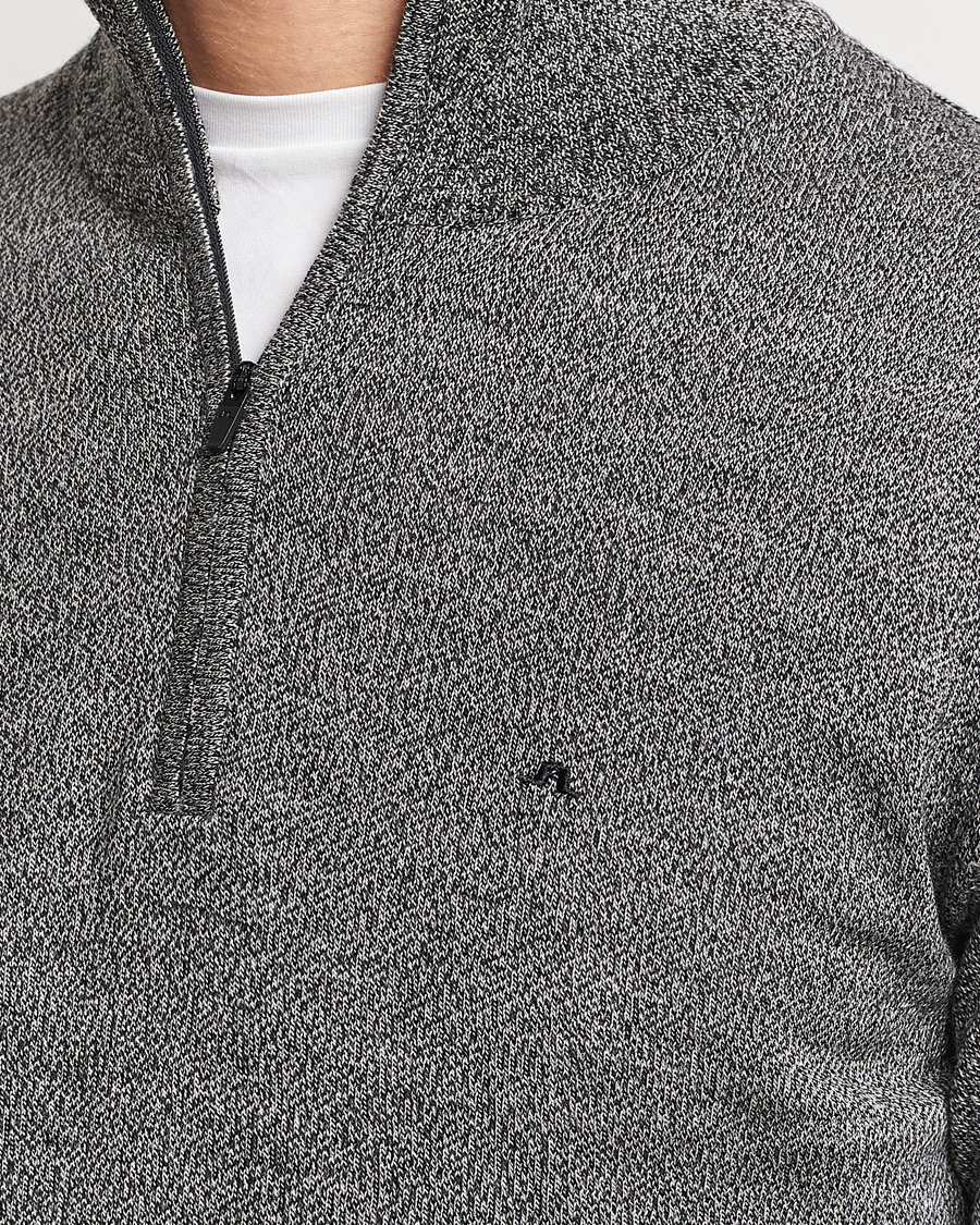 Herren | Pullover | J.Lindeberg | Kiyan Quarter Zip Wool Sweater Black Melange