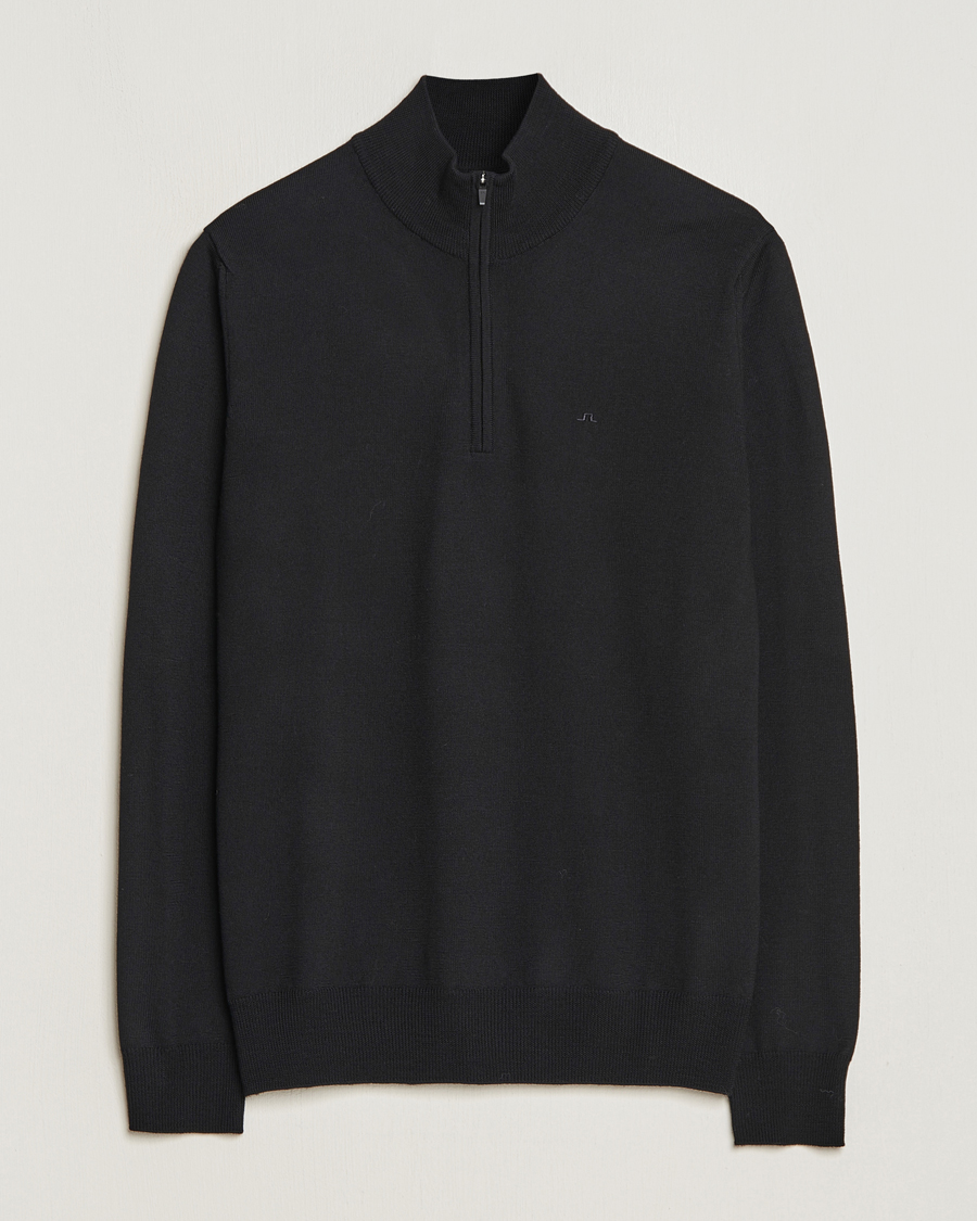 Herren | Pullover | J.Lindeberg | Kiyan Quarter Zip Wool Sweater Black