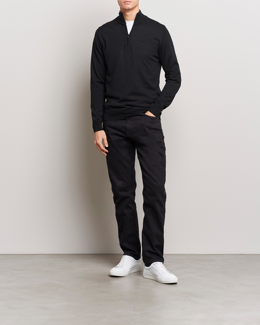 Herren | Pullover | J.Lindeberg | Kiyan Quarter Zip Wool Sweater Black