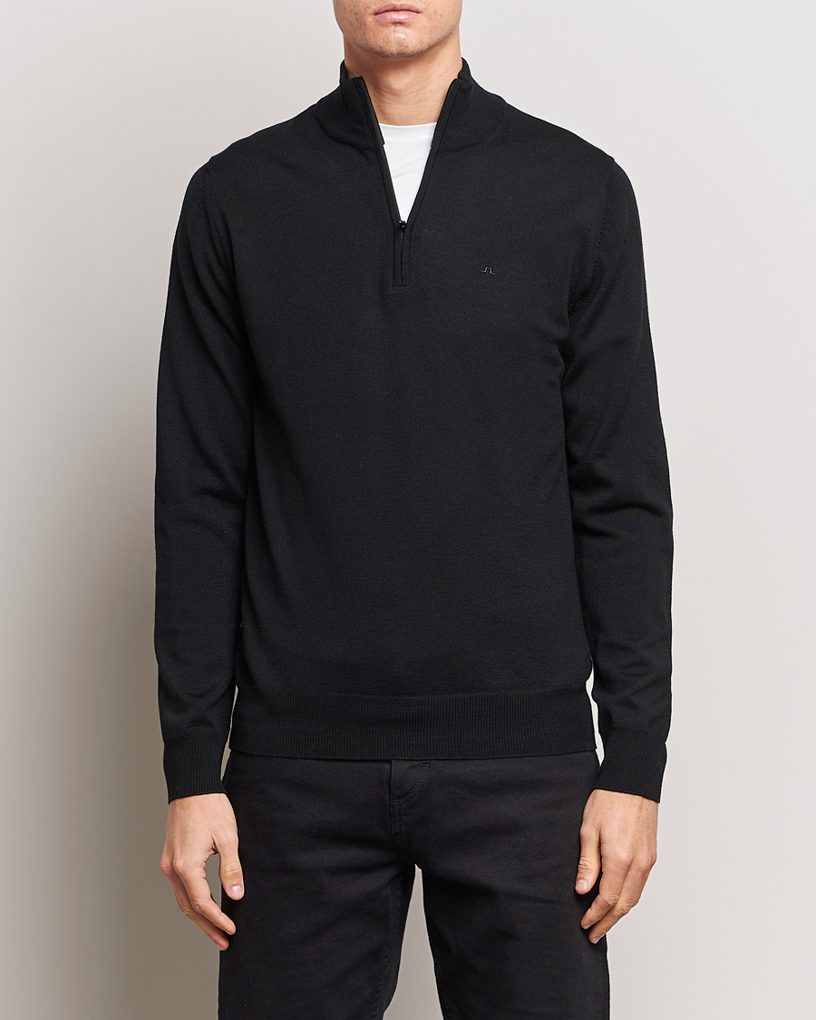 Herren | Half-zip | J.Lindeberg | Kiyan Quarter Zip Wool Sweater Black