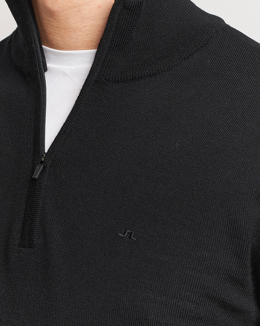 Herren | Pullover | J.Lindeberg | Kiyan Quarter Zip Wool Sweater Black