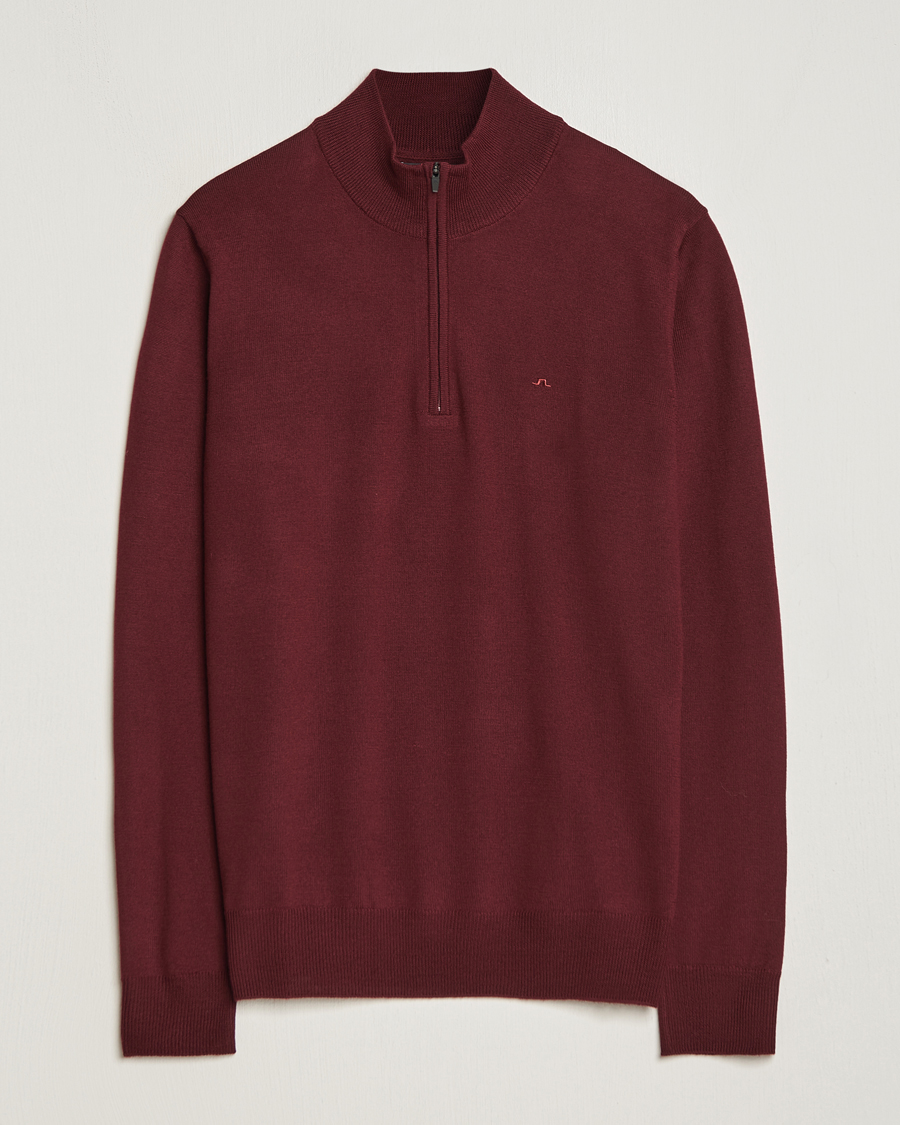 Herren | Pullover | J.Lindeberg | Kiyan Quarter Zip Wool Sweater Zinfandel