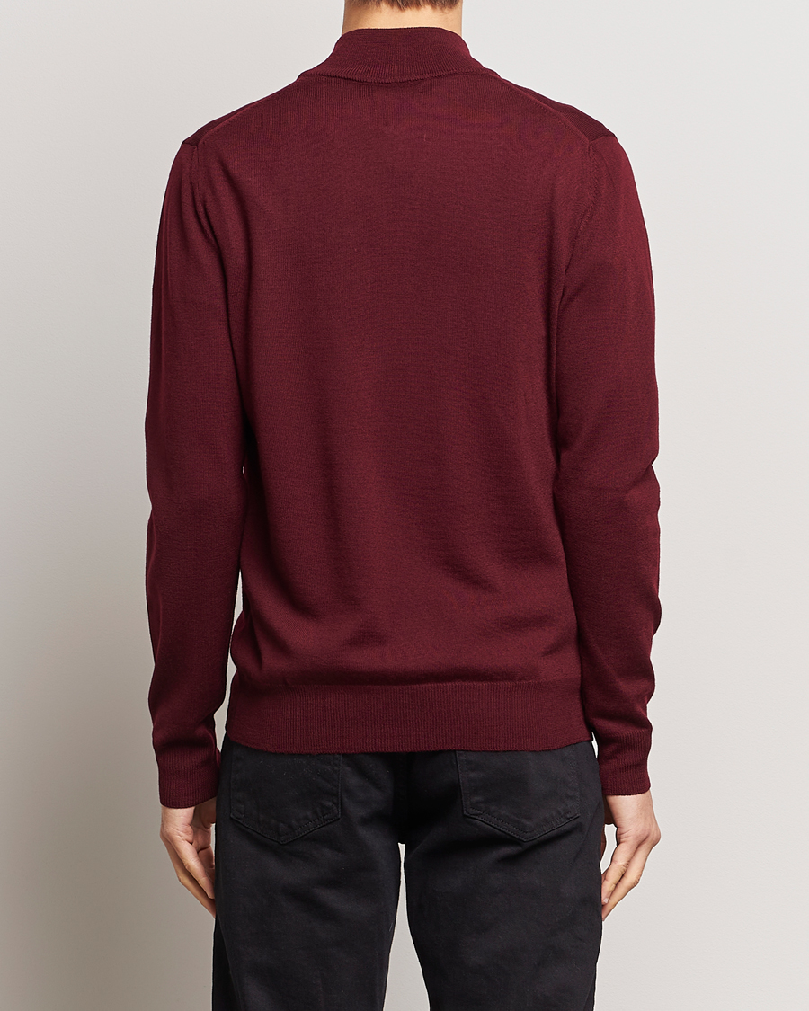 Herren | Pullover | J.Lindeberg | Kiyan Quarter Zip Wool Sweater Zinfandel