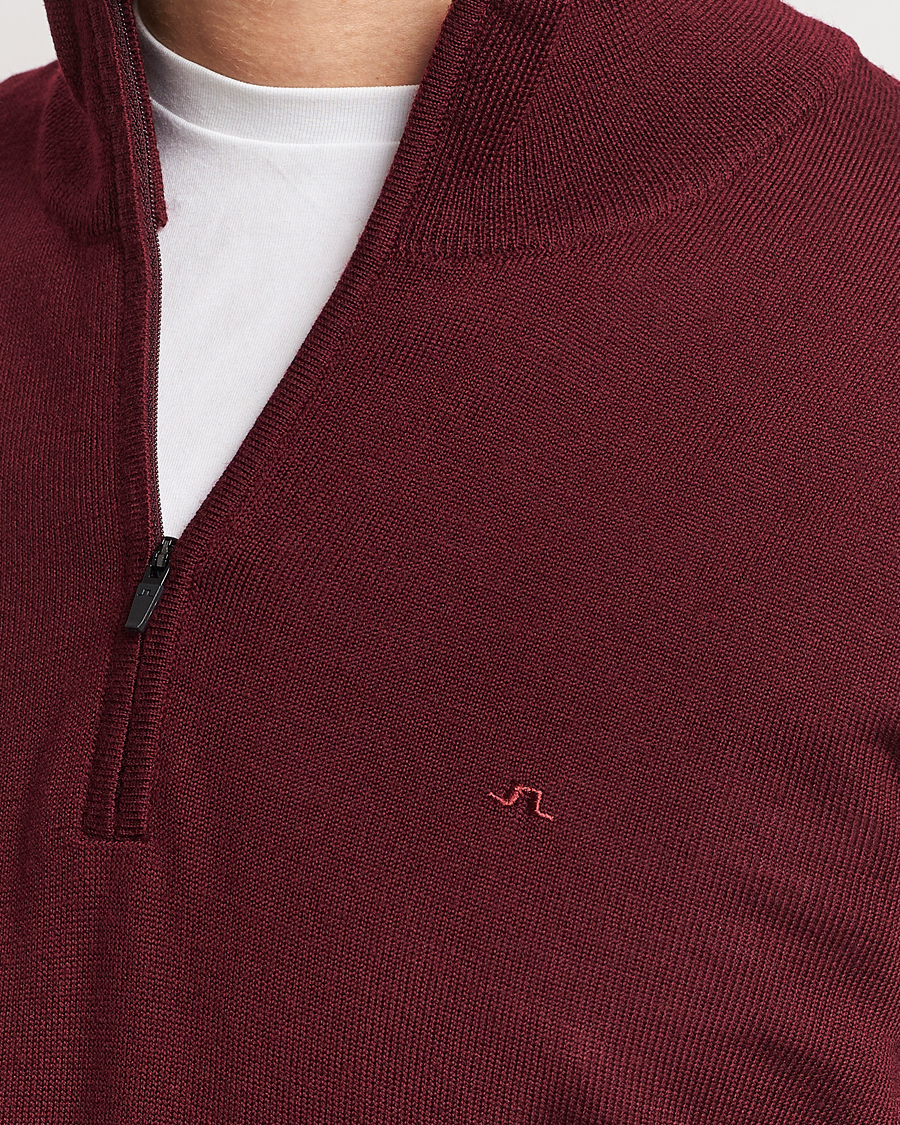 Herren | Pullover | J.Lindeberg | Kiyan Quarter Zip Wool Sweater Zinfandel