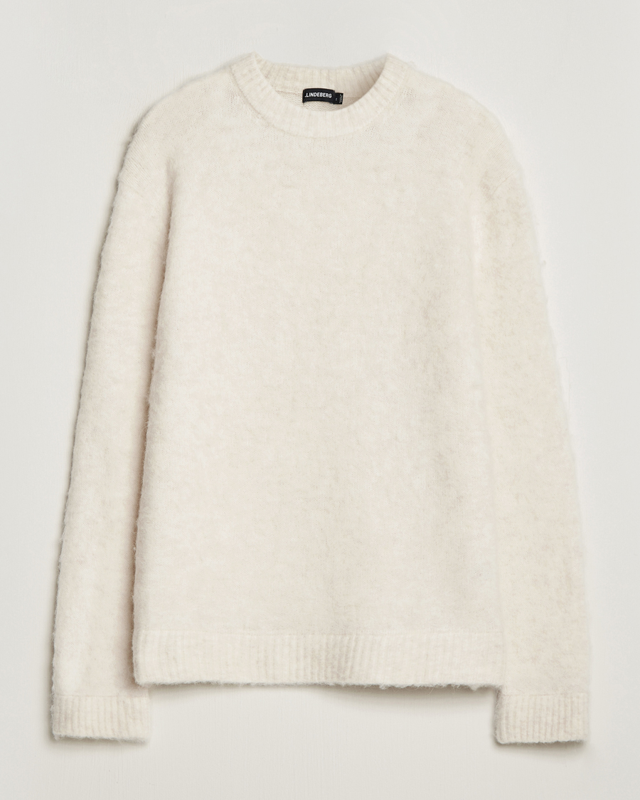 Herren | Pullover | J.Lindeberg | Harold Hairy Knit Crew Cloud White