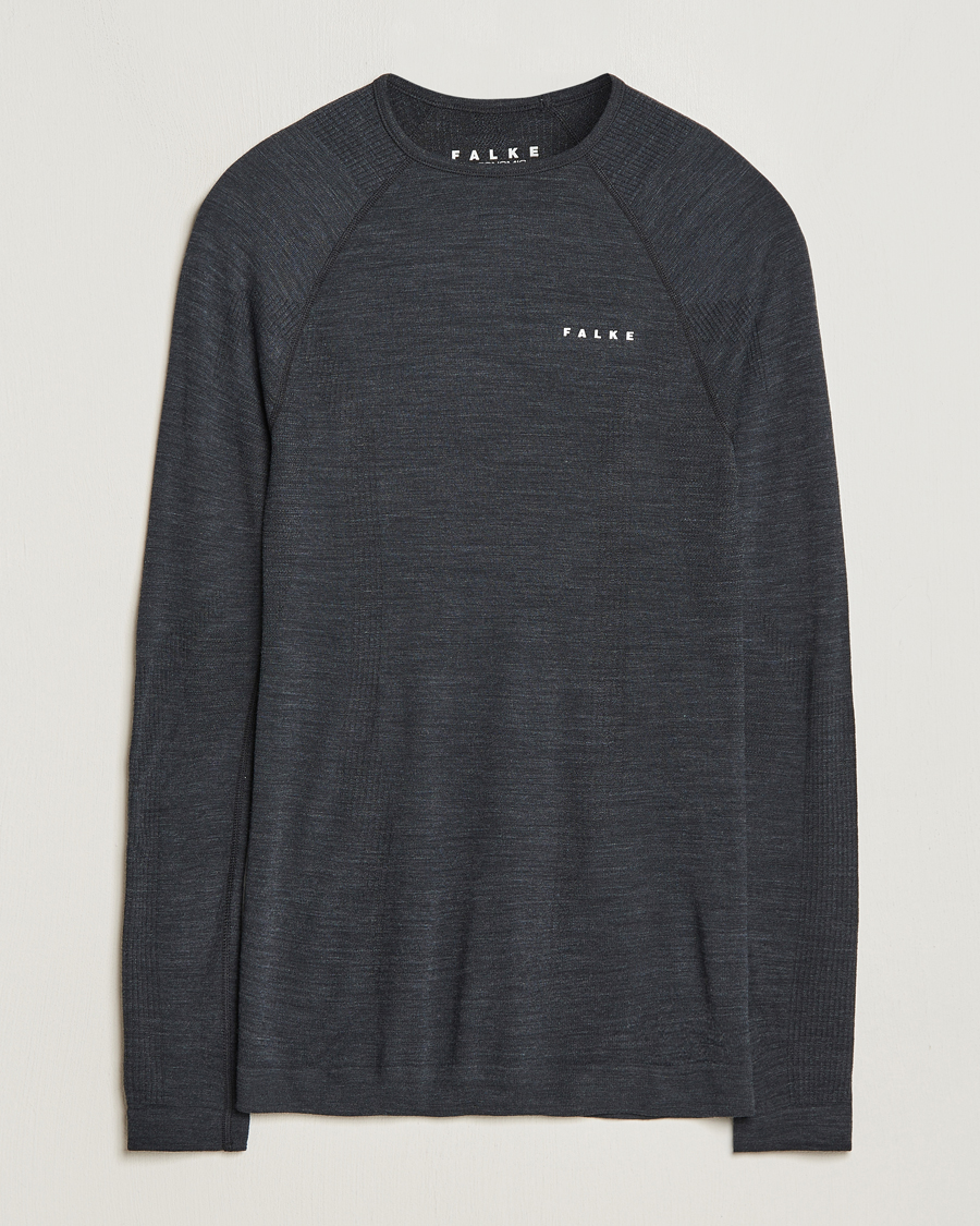 Herren | T-Shirts | Falke | Long Sleeve Wool Tech Shirt Black