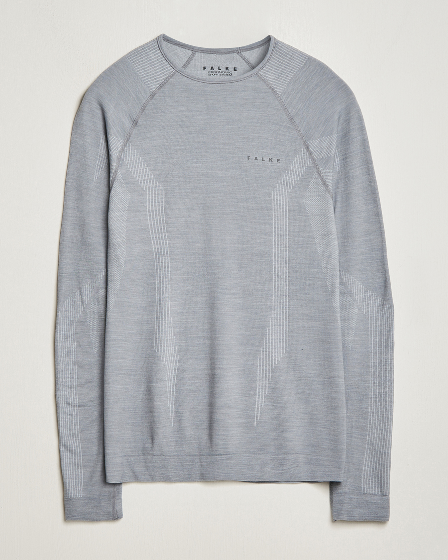 Herren | T-Shirts | Falke Sport | Falke Long Sleeve Wool Tech Shirt Grey Heather