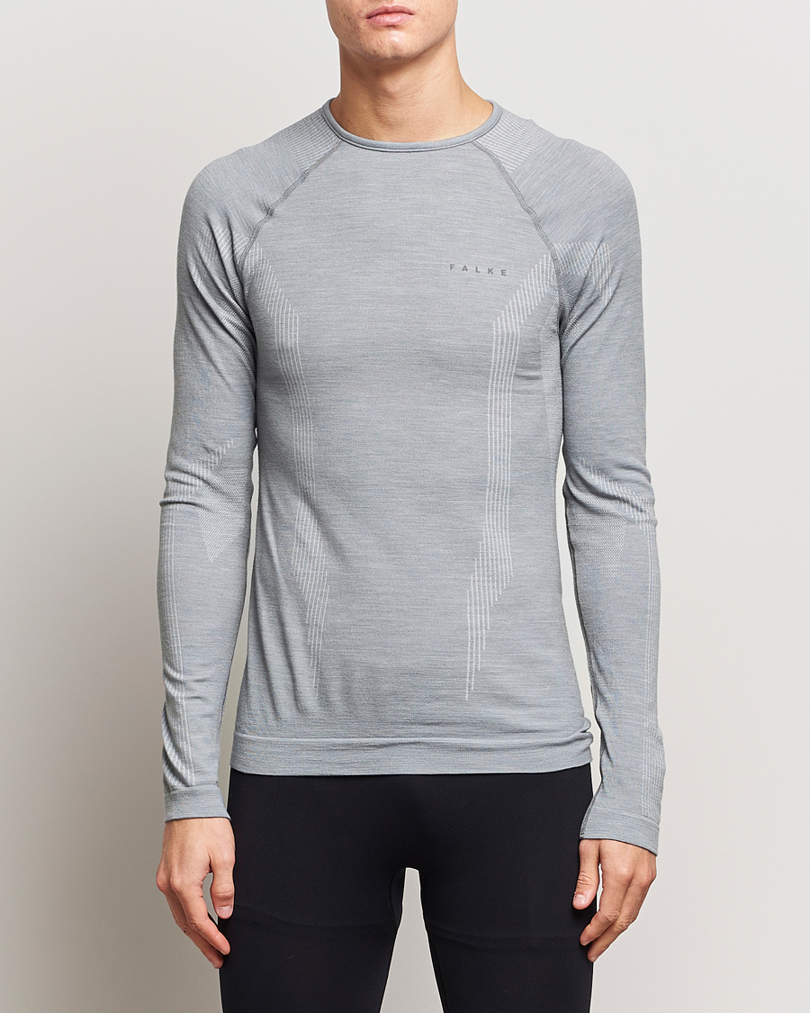 Herren | T-Shirts | Falke Sport | Falke Long Sleeve Wool Tech Shirt Grey Heather