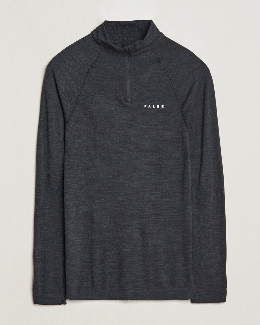 Herren | Pullover | Falke | Sport Long Sleeve Wool Tech Half Zip Shirt Black