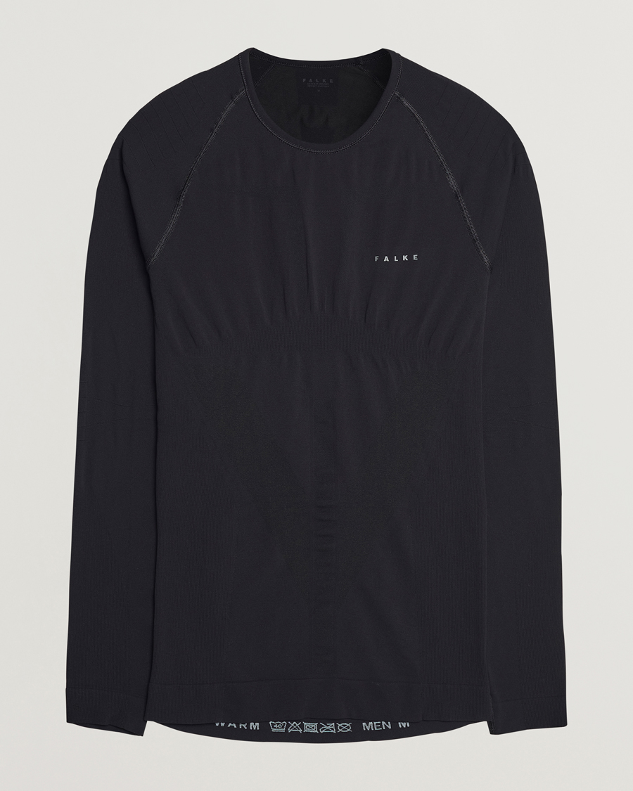 Herren | T-Shirts | Falke | Long Sleeve Warm Shirt Black